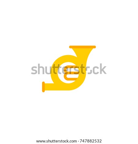 Flat Icon French Horn Element. Vector Illustration Of Flat Icon Trombone Isolated On Clean Background. Can Be Used As French, Horn And Trombone Symbols.