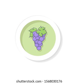 Flat icon of fresh grapes, vector illustration