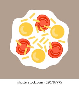 Flat icon fried eggs. Food for breakfast. Vector