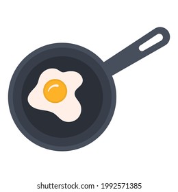 Flat icon of fried eggs in a frying pan