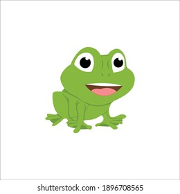 Animales de rana de icono plana de color verde
