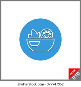 Flat icon of fruit in a bowl.