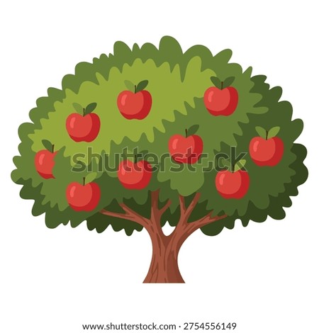 Flat icon of fruit tree organic apple cultivation vector illustration for agriculture theme