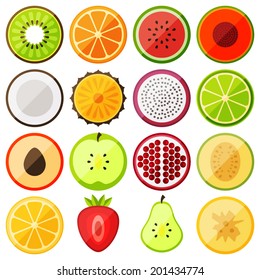 flat icon fruits