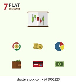 Flat Icon Gain Set Of Billfold, Cash, Greenback And Other Vector Objects. Also Includes Swap, Billfold, Pocketbook Elements.