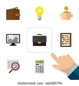 Flat Icon Gain Set Of Calculate, Billfold, Chart And Other Vector Objects. Also Includes Finance, Calculate, Calculator Elements.