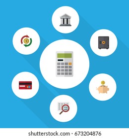 Flat Icon Gain Set Of Calculate, Bank, Interchange And Other Vector Objects. Also Includes Calculator, Bank, Mastercard Elements.