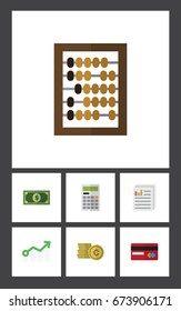 Flat Icon Gain Set Of Calculate, Growth, Payment And Other Vector Objects. Also Includes Cash, Paper, Document Elements.