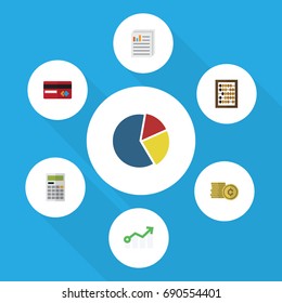 Flat Icon Gain Set Of Counter, Growth, Graph And Other Vector Objects. Also Includes Shiner, Diagram, Calculator Elements.