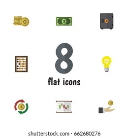 Flat Icon Gain Set Of Diagram, Bubl, Cash And Other Vector Objects. Also Includes Shiner, Chart, Money Elements.