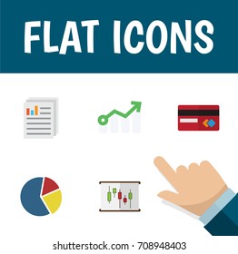 Flat Icon Gain Set Of Diagram, Payment, Growth And Other Vector Objects. Also Includes Paper, Growth, Credit Elements.