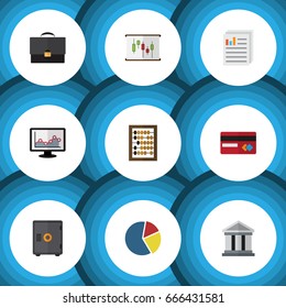 Flat Icon Gain Set Of Portfolio, Strongbox, Payment And Other Vector Objects. Also Includes Portfolio, Credit, Chart Elements.