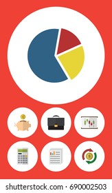 Flat Icon Gain Set Of Portfolio, Document, Interchange And Other Vector Objects. Also Includes Diplomat, Report, Document Elements.