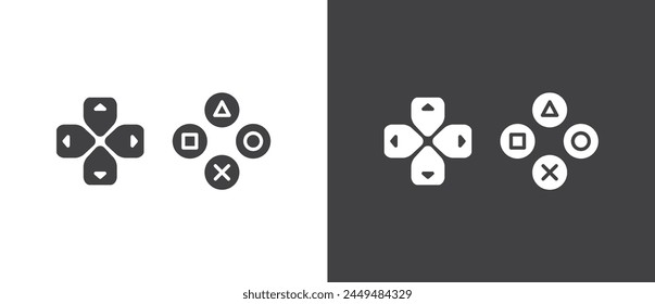 Flat icon of Game button, Game console. Game joystick vector, Game controller symbol signs, Gamepad icon vector illustration logo template in trendy flat style black and white background.