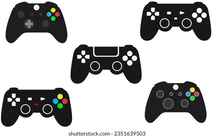 Flat icon of game console wireless controller joystick isolated on white background.