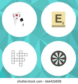 Flat Icon Games Set Of Ace, Arrow, Guess And Other Vector Objects. Also Includes Mahjong, Cards, Guess Elements.