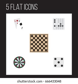 Flat Icon Games Set Of Ace, Backgammon, Arrow And Other Vector Objects. Also Includes Renju, Cards, Arrow Elements.