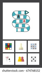 Flat Icon Games Set Of Ace, Backgammon, X&O And Other Vector Objects. Also Includes Chess, Pawn, Dice Elements.