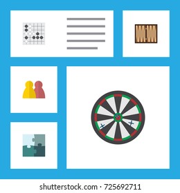 Flat Icon Games Set Of Arrow, People, Gomoku And Other Vector Objects. Also Includes Jigsaw, Puzzle, Gomoku Elements.