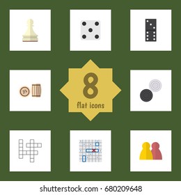 Flat Icon Games Set Of Bones Game, Lottery, Backgammon And Other Vector Objects. Also Includes Lotto, Puzzle, Table Elements.