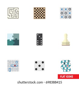Flat Icon Games Set Of Bones Game, Sea Fight, Labyrinth And Other Vector Objects. Also Includes Backgammon, Battle, Lost Elements.