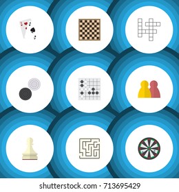 Flat Icon Games Set Of Chess Table, Pawn, Arrow And Other Vector Objects. Also Includes People, Pawn, Gambling Elements.