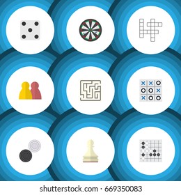 Flat Icon Games Set Of Gomoku, Backgammon, People And Other Vector Objects. Also Includes Backgammon, Renju, Game Elements.