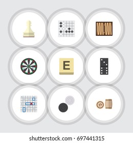 Flat Icon Games Set Of Gomoku, Mahjong, Chequer And Other Vector Objects. Also Includes Lotto, Alphago, Chequer Elements.