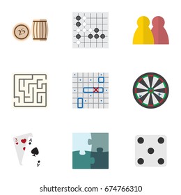 Flat Icon Games Set Of Lottery, Ace, Sea Fight And Other Vector Objects. Also Includes Alphago, Battle, Backgammon Elements.