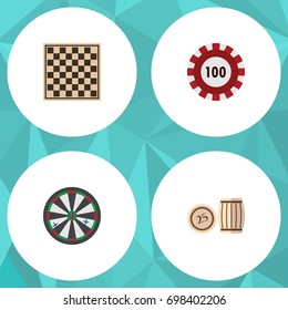 Flat Icon Games Set Of Lottery, Poker, Chess Table And Other Vector Objects. Also Includes Lotto, Darts, Game Elements.