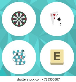 Flat Icon Games Set Of Multiplayer, Ace, Arrow And Other Vector Objects. Also Includes Darts, Cards, Ace Elements.