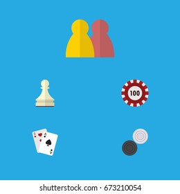 Flat Icon Games Set Of Pawn, Poker, Chequer And Other Vector Objects. Also Includes Multiplayer, Cards, Ace Elements.