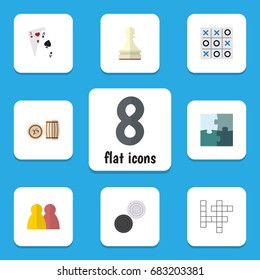 Flat Icon Games Set Of Pawn, People, Guess And Other Vector Objects. Also Includes Enigma, Ace, Jigsaw Elements.