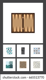 Flat Icon Games Set Of X&O, Bones Game, Multiplayer And Other Vector Objects. Also Includes Dice, Tic, Puzzle Elements.