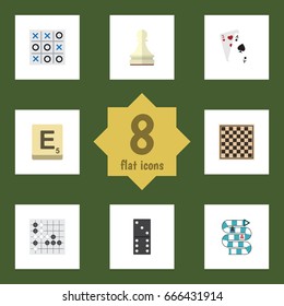Flat Icon Games Set Of X&O, Pawn, Multiplayer And Other Vector Objects. Also Includes Table, Ace, Bones Elements.
