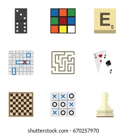 Flat Icon Games Set Of X&O, Ace, Bones Game And Other Vector Objects. Also Includes Square, Bones, Pawn Elements.