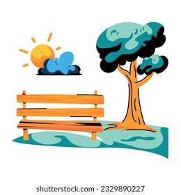 A flat icon of garden bench 
