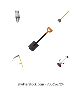 Flat Icon Garden Set Of Grass-Cutter, Tool, Cutter And Other Vector Objects. Also Includes Gardening, Cutter, Equipment Elements.