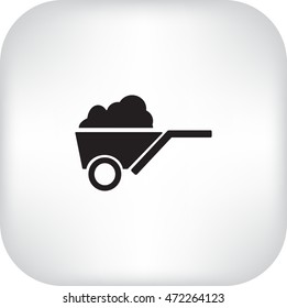 Flat icon. Garden wheelbarrow.