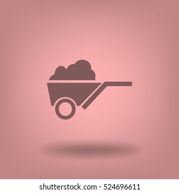 Flat icon. Garden wheelbarrow.