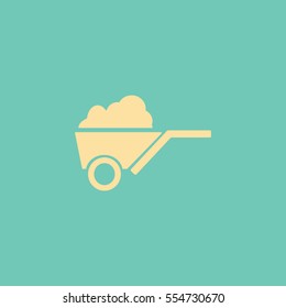 Flat icon. Garden wheelbarrow.