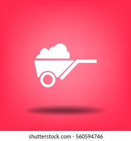 Flat icon. Garden wheelbarrow.
