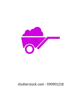 Flat icon. Garden wheelbarrow.