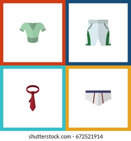 Flat Icon Garment Set Of Cravat, Underclothes, Casual And Other Vector Objects. Also Includes Cloth, Cravat, Tie Elements.