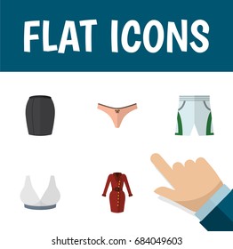 Flat Icon Garment Set Of Trunks Cloth, Lingerie, Clothes And Other Vector Objects. Also Includes Clothes, Cloth, Shorts Elements.
