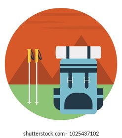 Flat icon gear equipment, backpack 