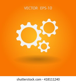 Icono plano de los engranajes