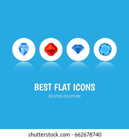 Flat Icon Gem Set Of Carat, Jewel, Gem And Other Vector Objects. Also Includes Crystal, Diamond, Treasure Elements.