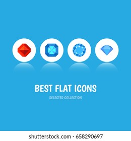 Flat Icon Gem Set Of Jewel, Treasure, Brilliant And Other Vector Objects. Also Includes Gem, Treasure, Jewel Elements.