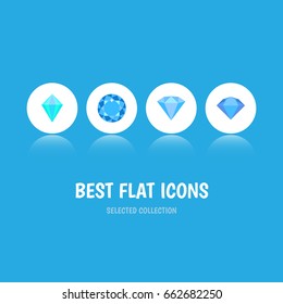 Flat Icon Gem Set Of Karat, Gemstone, Diamond And Other Vector Objects. Also Includes Diamond, Gem, Treasure Elements.